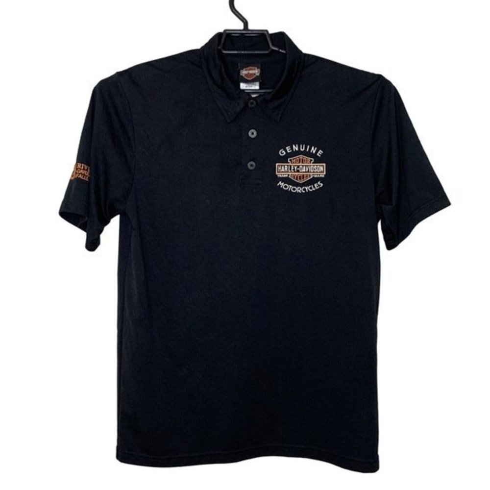 Harley Davidson Polo Shirt Mens Medium‎ Black Wichita Falls Texas Short Sleeve